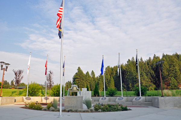 flags on memorial